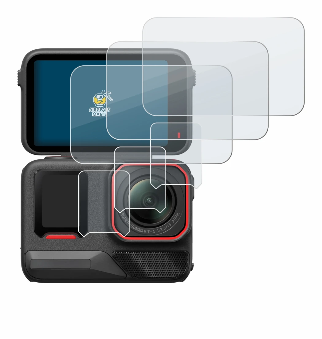 Abbildung des Geräts Insta360 Ace Pro 2 mit einer Vielzahl des Displayschutzes.