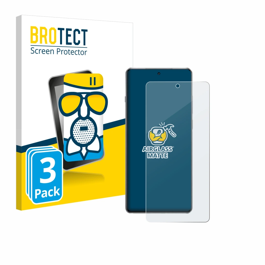 Vorderseite einer Produktverpackung mit dem Markenlogo BROTECT. Daneben ist das Gerät OnePlus 13R mit dem zugehörigen Displays