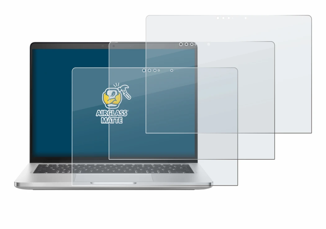 Abbildung des Geräts Dell Pro 14 Plus 2-in-1 PB14250 mit einer Vielzahl des Displayschutzes.