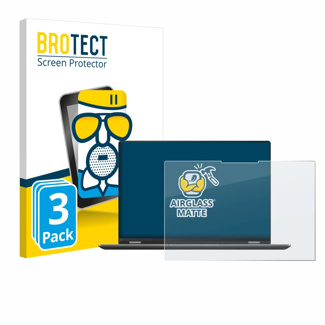 Vorderseite einer Produktverpackung mit dem Markenlogo BROTECT. Daneben ist das Gerät ASUS Vivobook S 16 Flip TP3607SA-RJ022W