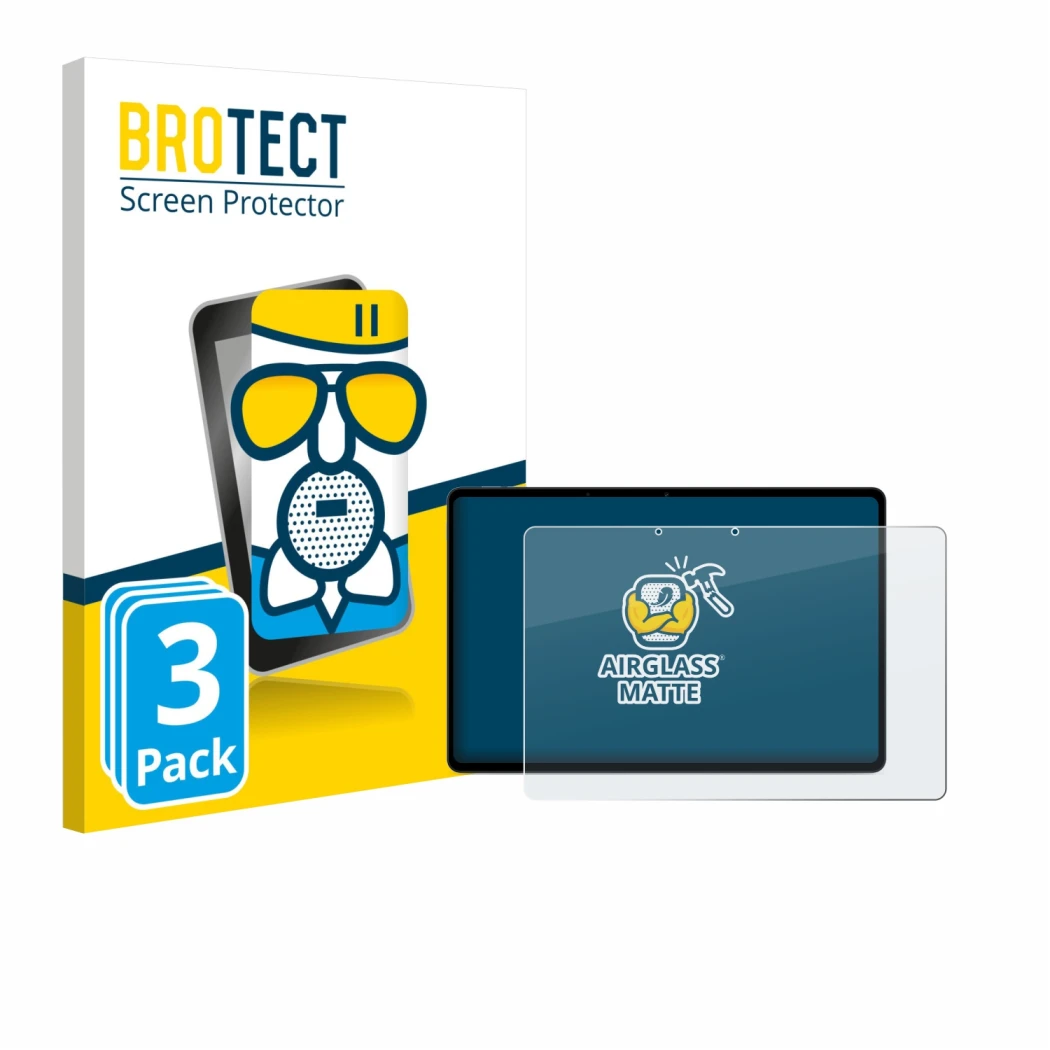 Vorderseite einer Produktverpackung mit dem Markenlogo BROTECT. Daneben ist das Gerät OnePlus Pad Lite mit dem zugehörigen Dis