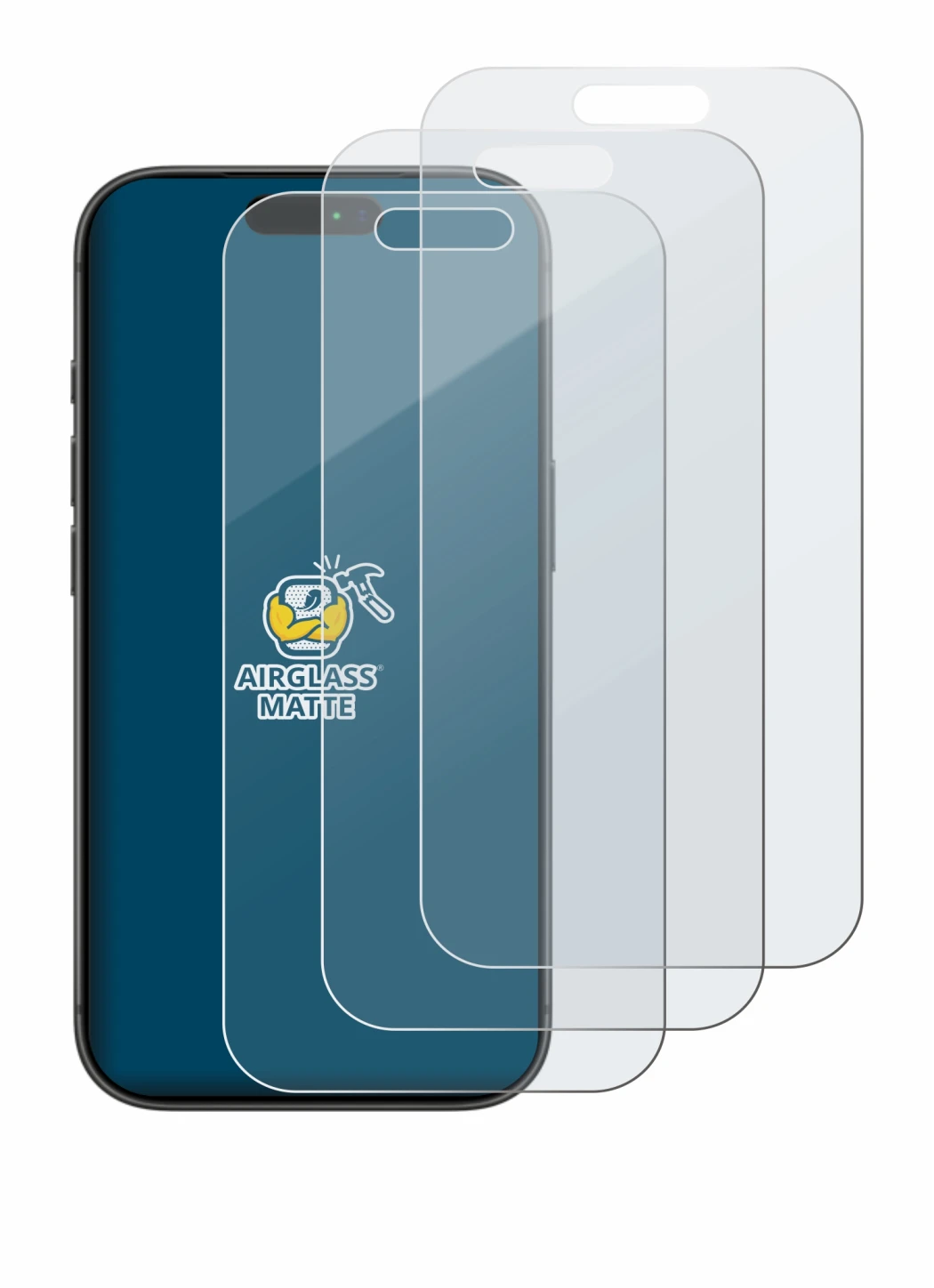 Abbildung des Geräts Apple iPhone 17 Pro mit einer Vielzahl des Displayschutzes.