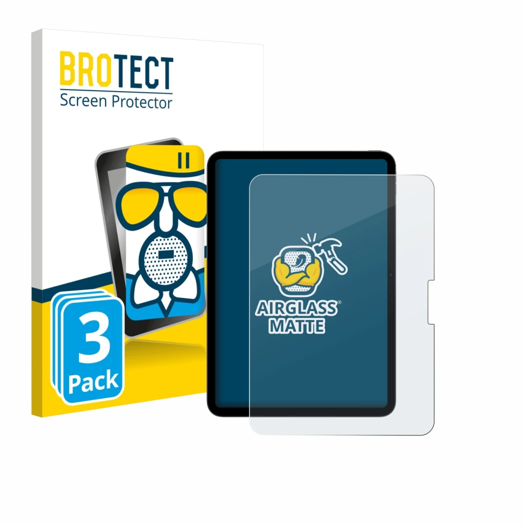 Vorderseite einer Produktverpackung mit dem Markenlogo BROTECT. Daneben ist das Gerät Apple iPad Pro 11