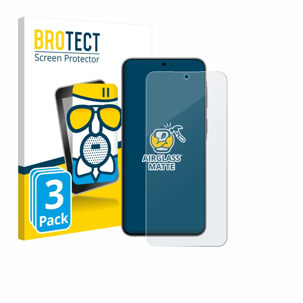 Vorderseite einer Produktverpackung mit dem Markenlogo BROTECT. Daneben ist das Gerät Samsung Galaxy A57 5G mit dem zugehörige
