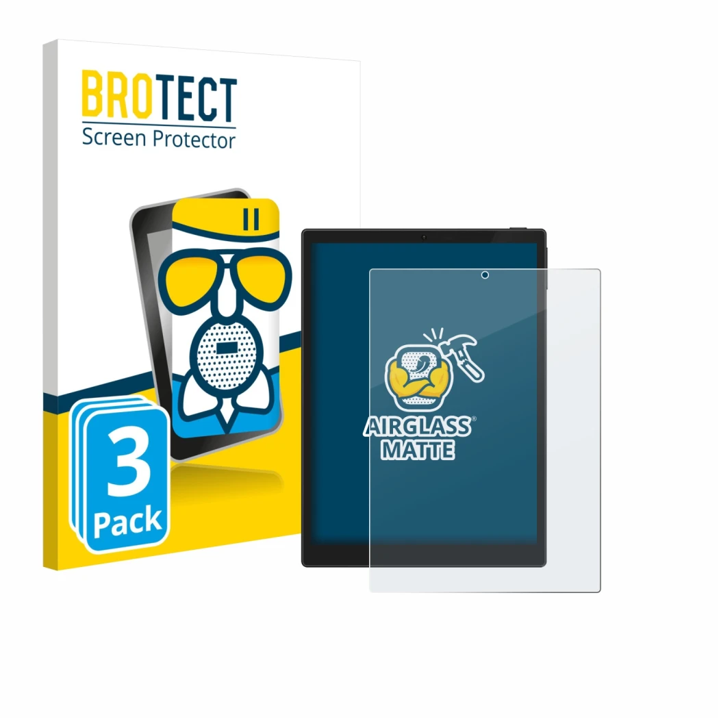 Vorderseite einer Produktverpackung mit dem Markenlogo BROTECT. Daneben ist das Gerät Hannspree Lumo 7.8 mit dem zugehörigen D