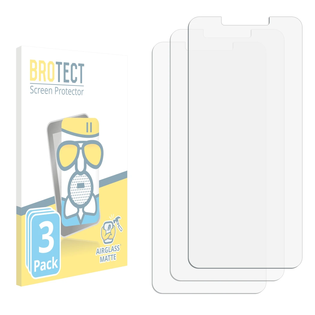 Vorderseite einer Produktverpackung mit dem Markenlogo BROTECT. Daneben ist der zugehörige Displayschutz.