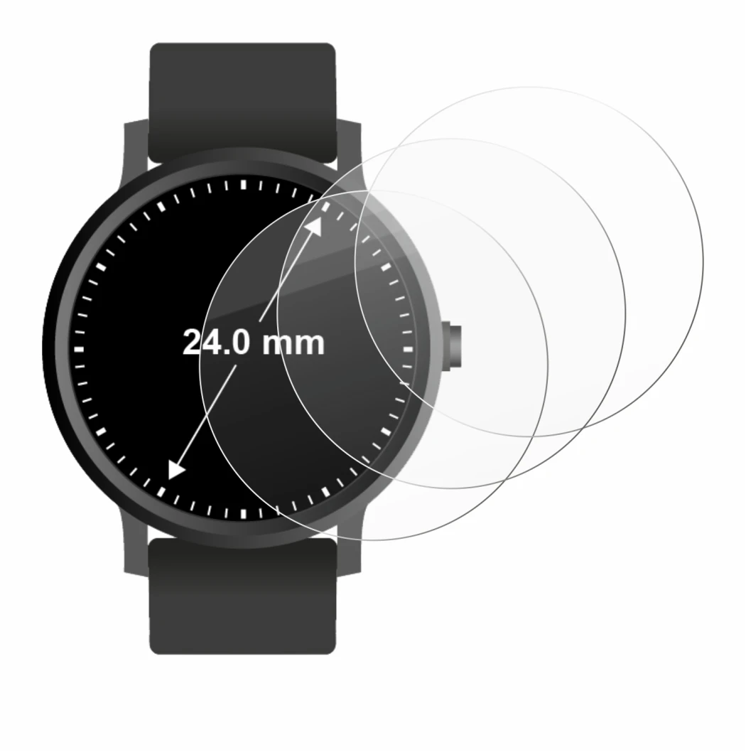 Abbildung des Geräts Armbanduhren (Kreisrund, ø: 24 mm) mit einer Vielzahl des Displayschutzes.