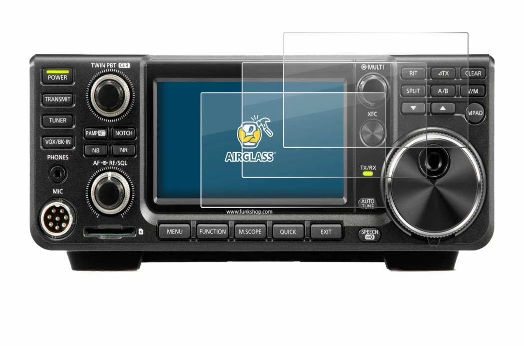 Abbildung des Geräts Icom IC-7300 mit einer Vielzahl des Displayschutzes.