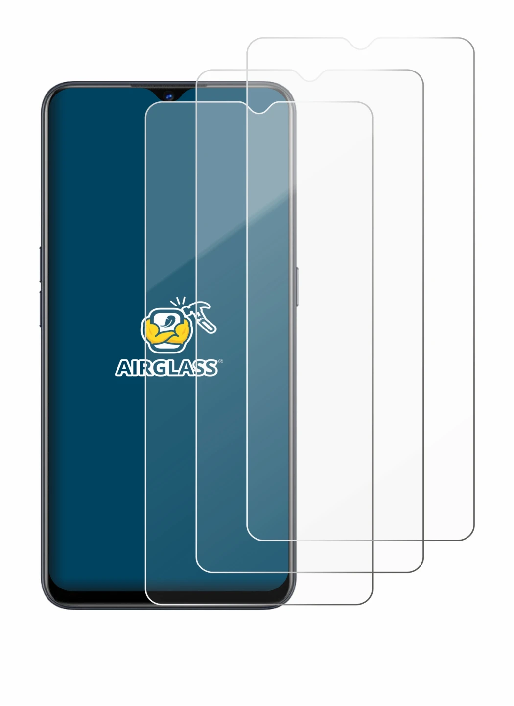 Abbildung des Geräts Oppo Find X2 Lite mit einer Vielzahl des Displayschutzes.