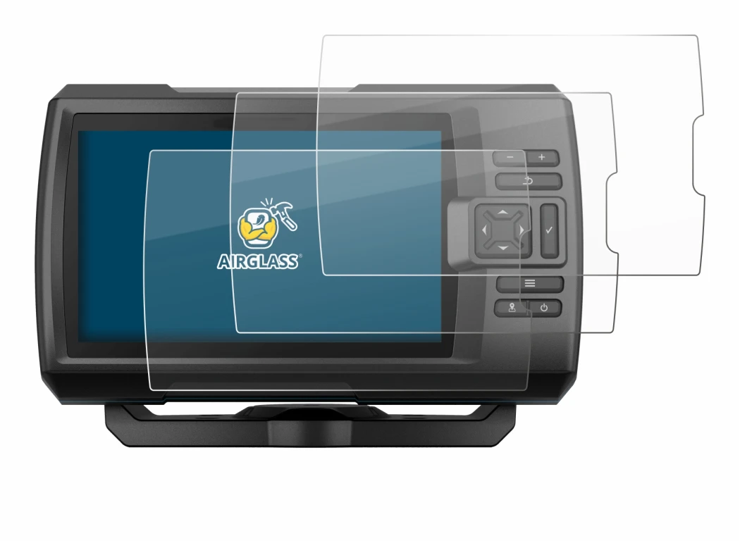 Abbildung des Geräts Garmin Striker Vivid 7cv mit einer Vielzahl des Displayschutzes.