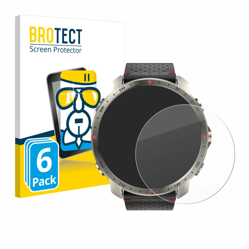 Vorderseite einer Produktverpackung mit dem Markenlogo BROTECT. Daneben ist das Gerät Polar Grit X Pro Titan mit dem zugehörig