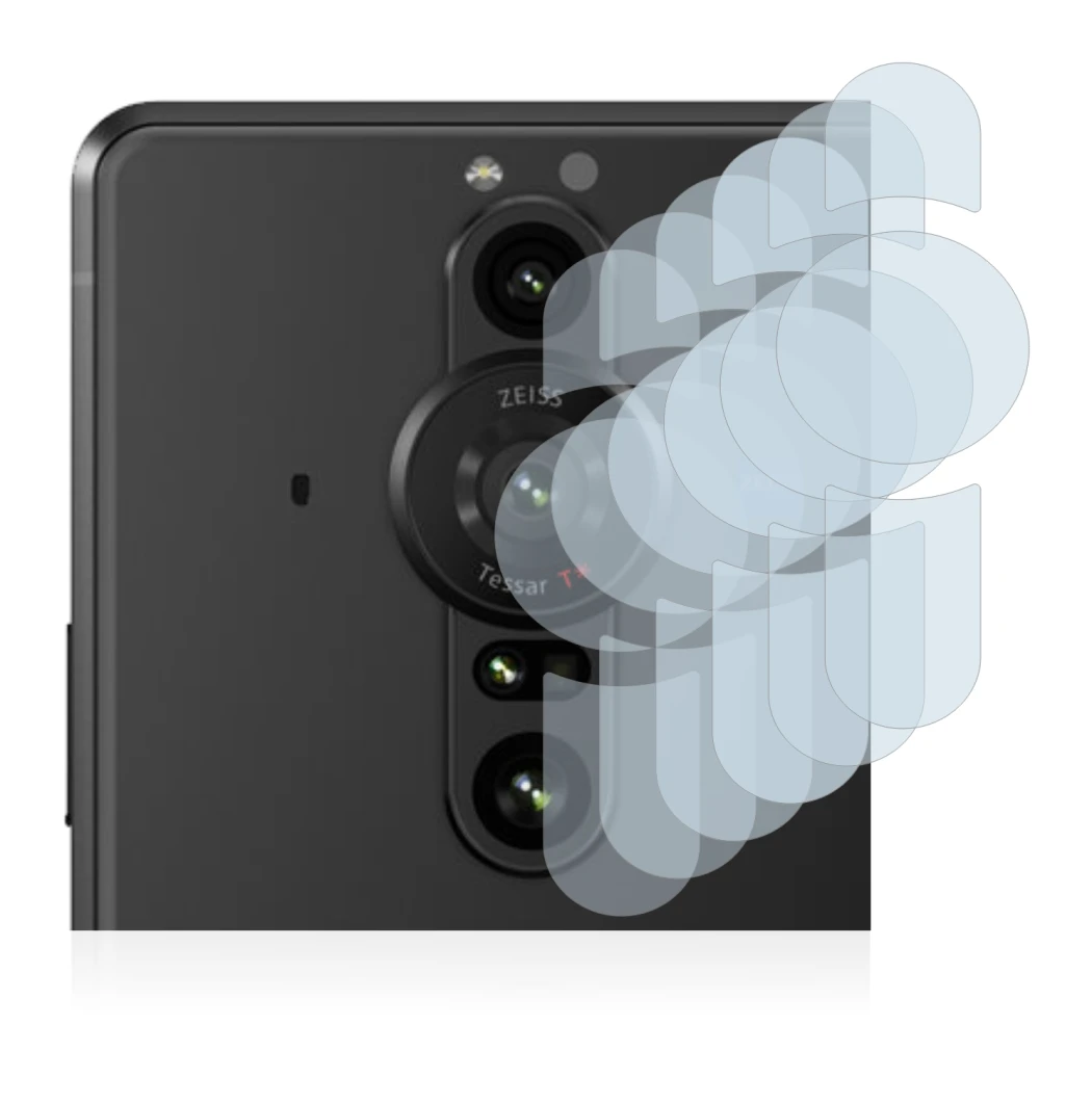 Abbildung des Geräts Sony Xperia Pro-I (NUR Kameraschutz) mit einer Vielzahl des Displayschutzes.