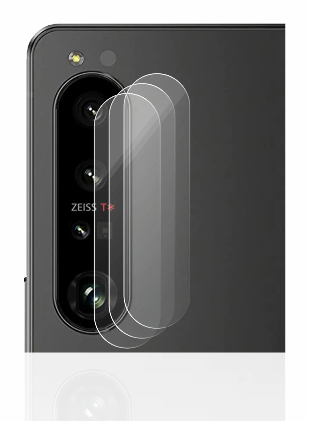 Abbildung des Geräts Sony Xperia 1 IV (NUR Kameraschutz) mit einer Vielzahl des Displayschutzes.