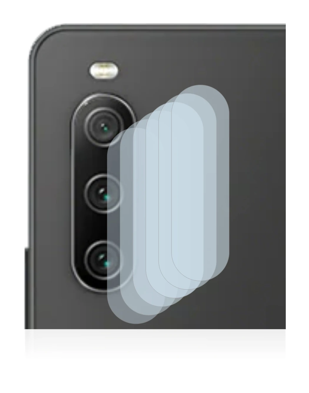 Abbildung des Geräts Sony Xperia 10 IV (NUR Kameraschutz) mit einer Vielzahl des Displayschutzes.