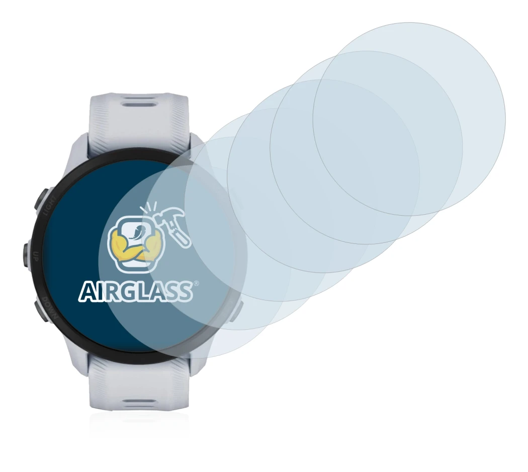 Abbildung des Geräts Garmin Forerunner 955 mit einer Vielzahl des Displayschutzes.