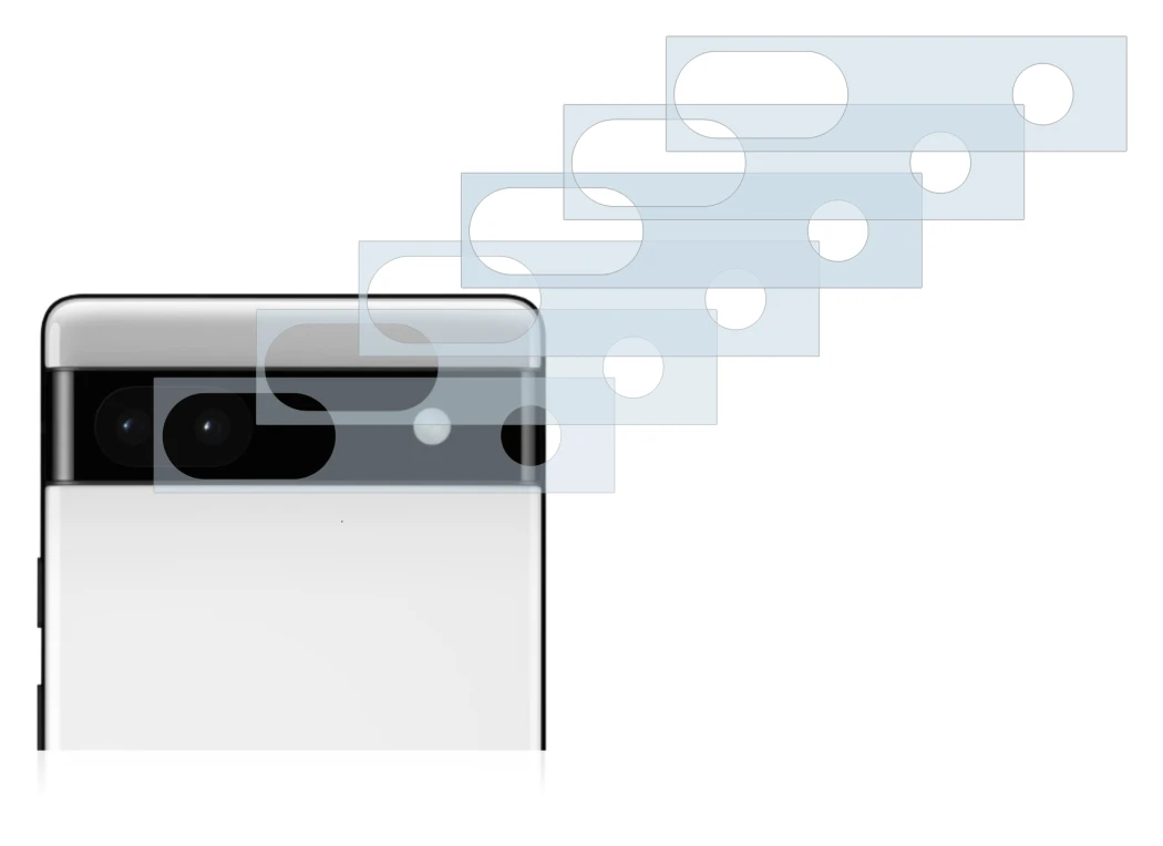 Abbildung des Geräts Google Pixel 6a (NUR Kameraschutz) mit einer Vielzahl des Displayschutzes.