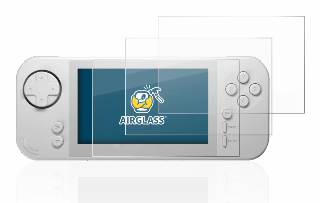 Abbildung des Geräts Evercade EXP mit einer Vielzahl des Displayschutzes.