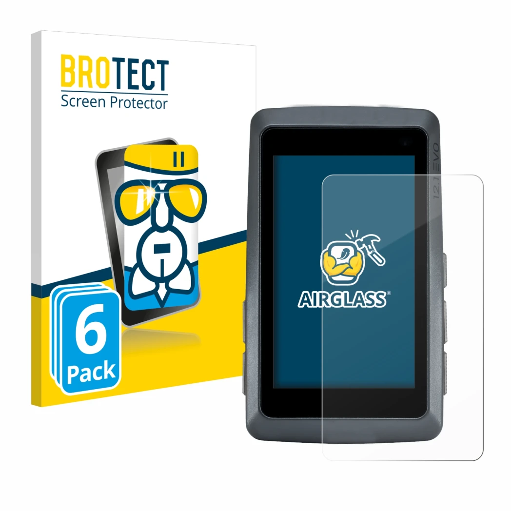 Vorderseite einer Produktverpackung mit dem Markenlogo BROTECT. Daneben ist das Gerät Sigma ROX 12.1 EVO mit dem zugehörigen D