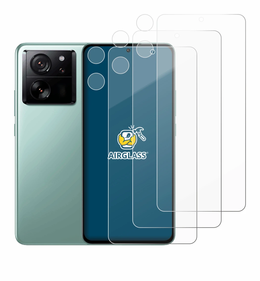 Abbildung des Geräts Xiaomi 13T Pro (Display+Kamera) mit einer Vielzahl des Displayschutzes.