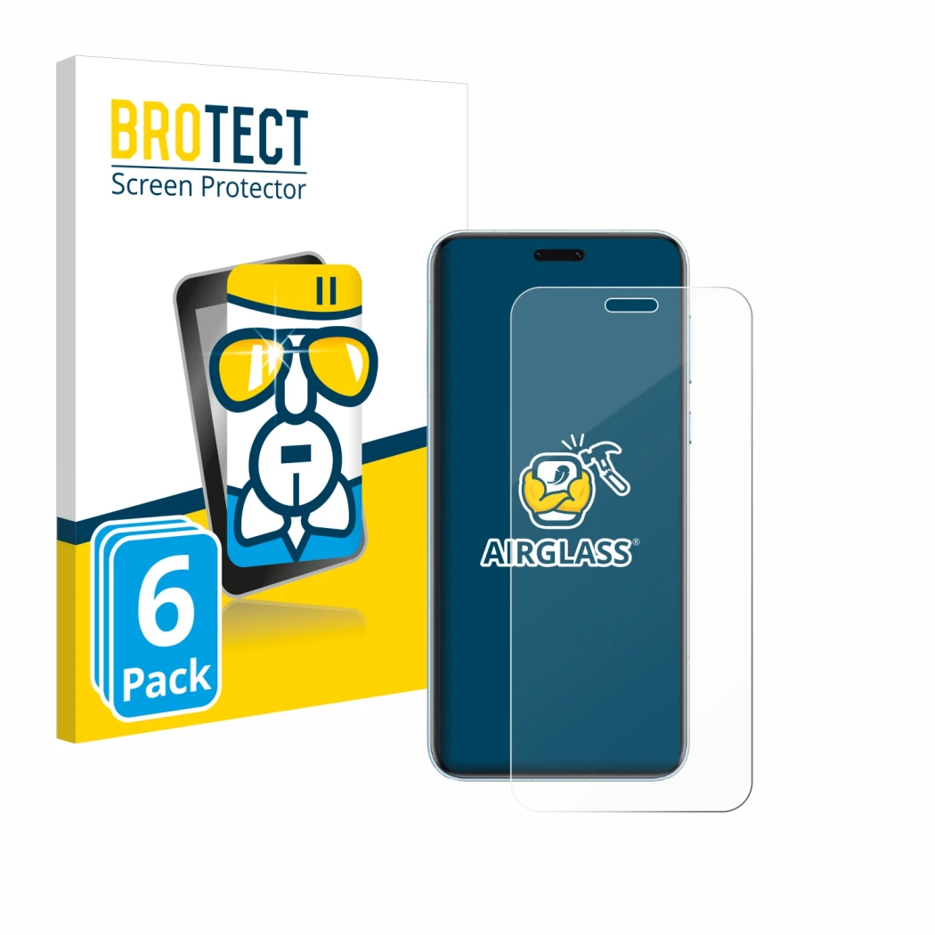 Vorderseite einer Produktverpackung mit dem Markenlogo BROTECT. Daneben ist das Gerät Honor Magic 7 RSR Porsche Design mit dem