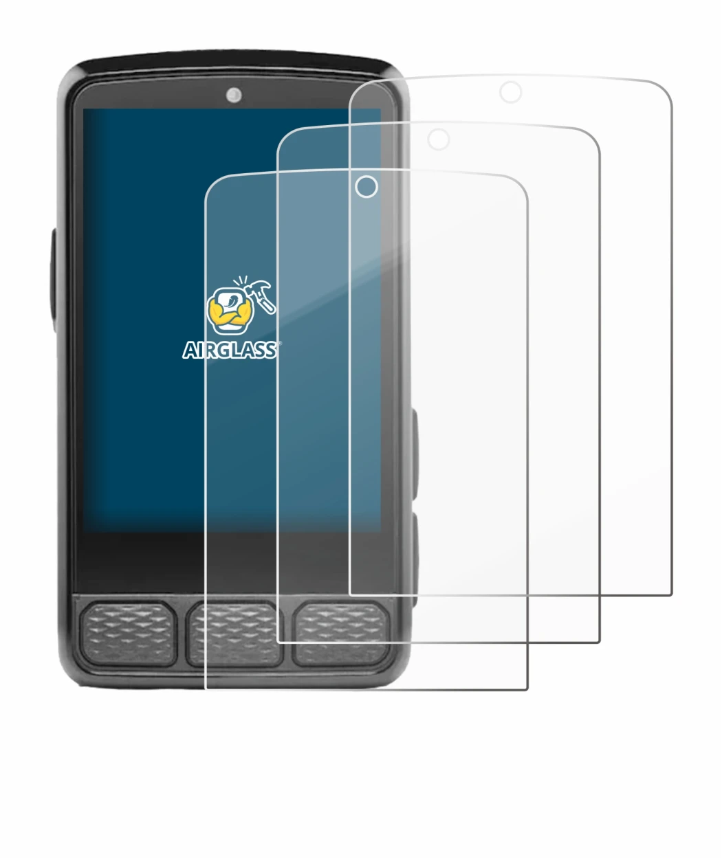Abbildung des Geräts Wahoo Elemnt Roam V3 mit einer Vielzahl des Displayschutzes.