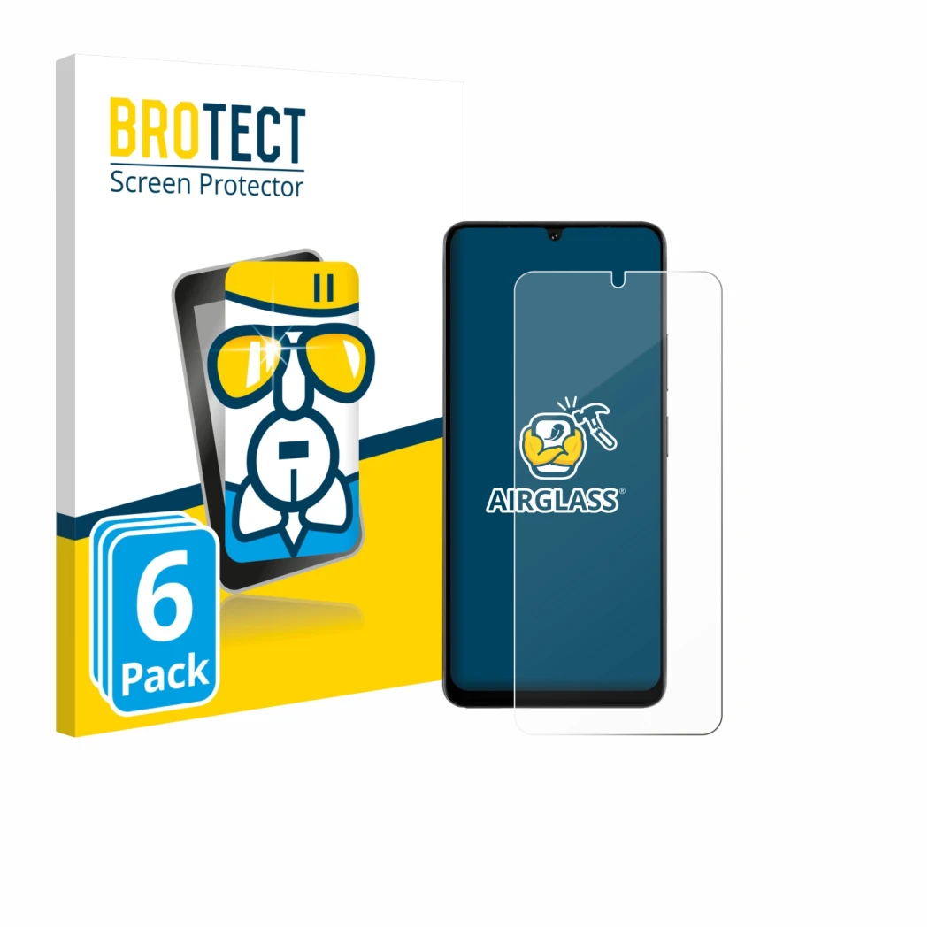 Vorderseite einer Produktverpackung mit dem Markenlogo BROTECT. Daneben ist das Gerät Doogee Note 59 Pro mit dem zugehörigen D