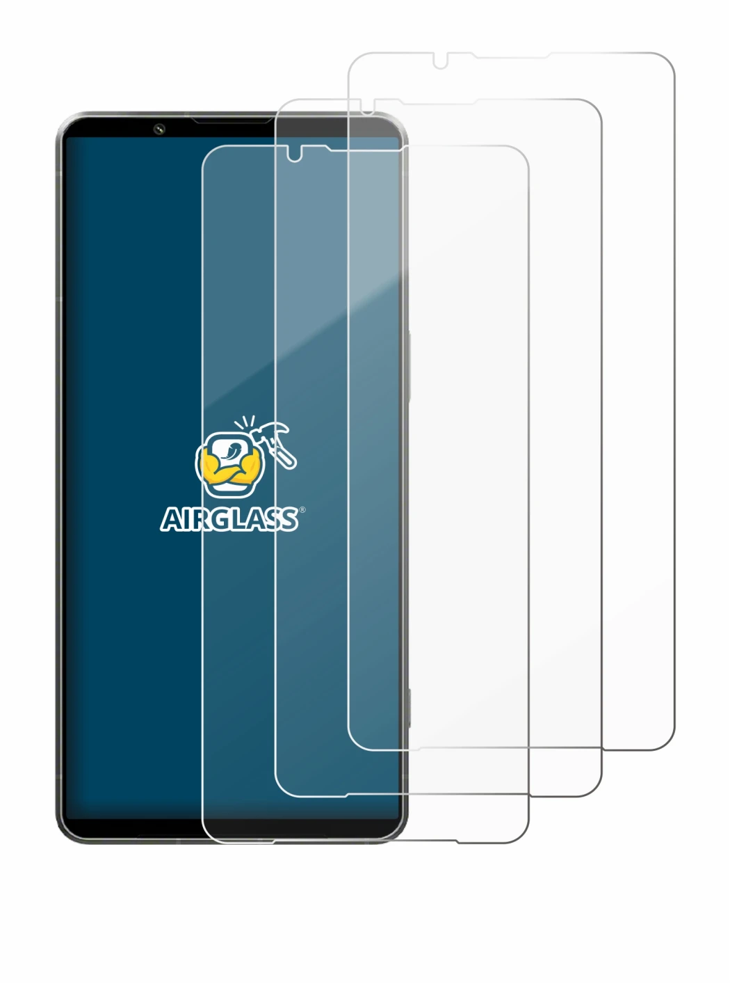 Abbildung des Geräts Sony Xperia 1 VII mit einer Vielzahl des Displayschutzes.