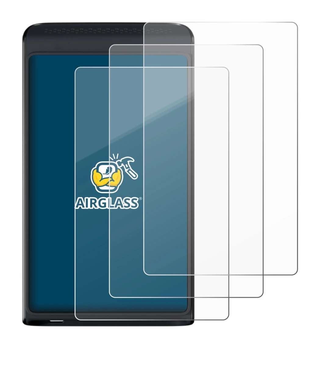 Abbildung des Geräts Vasco Translator Q1 mit einer Vielzahl des Displayschutzes.