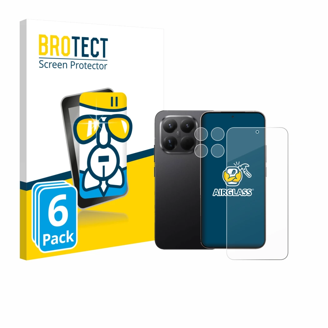 Vorderseite einer Produktverpackung mit dem Markenlogo BROTECT. Daneben ist das Gerät Xiaomi 15T Pro (Display+Kamera) mit dem 