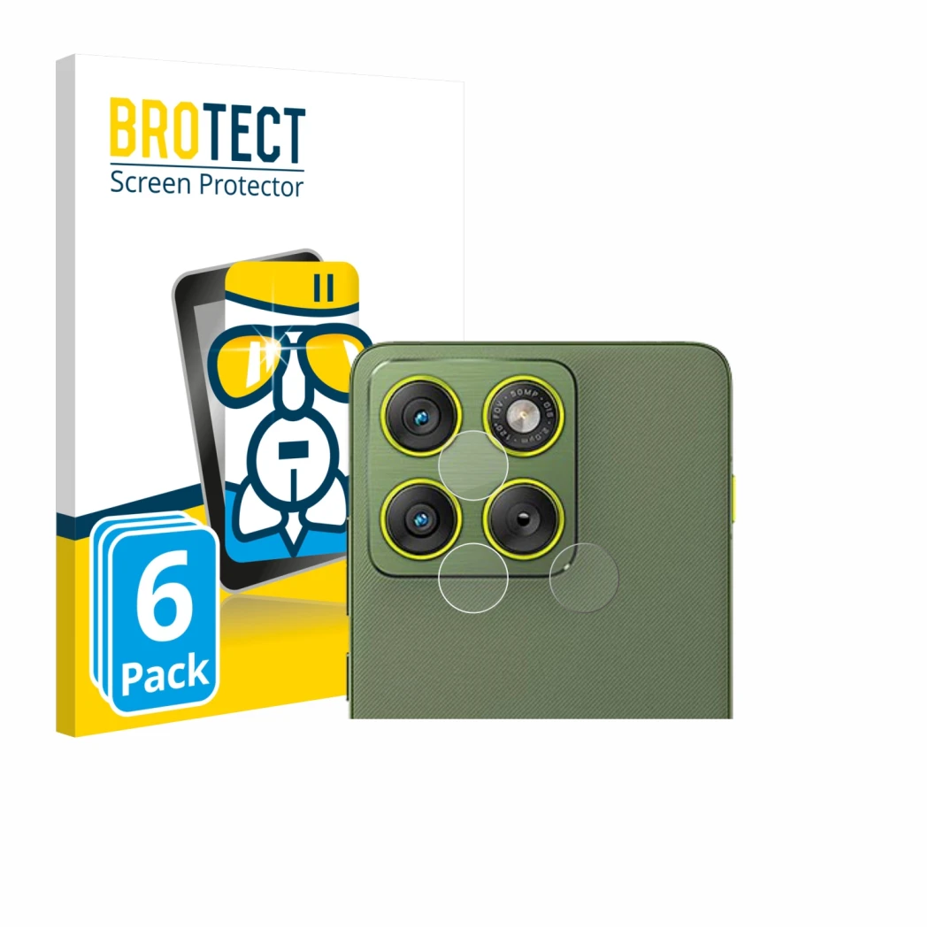 Vorderseite einer Produktverpackung mit dem Markenlogo BROTECT. Daneben ist das Gerät Motorola Edge 70 (NUR Kameraschutz) mit 