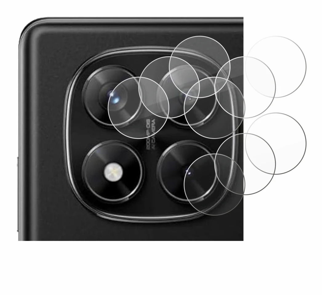 Abbildung des Geräts Xiaomi Redmi Note 14 Pro 4G (NUR Kameraschutz) mit einer Vielzahl des Displayschutzes.