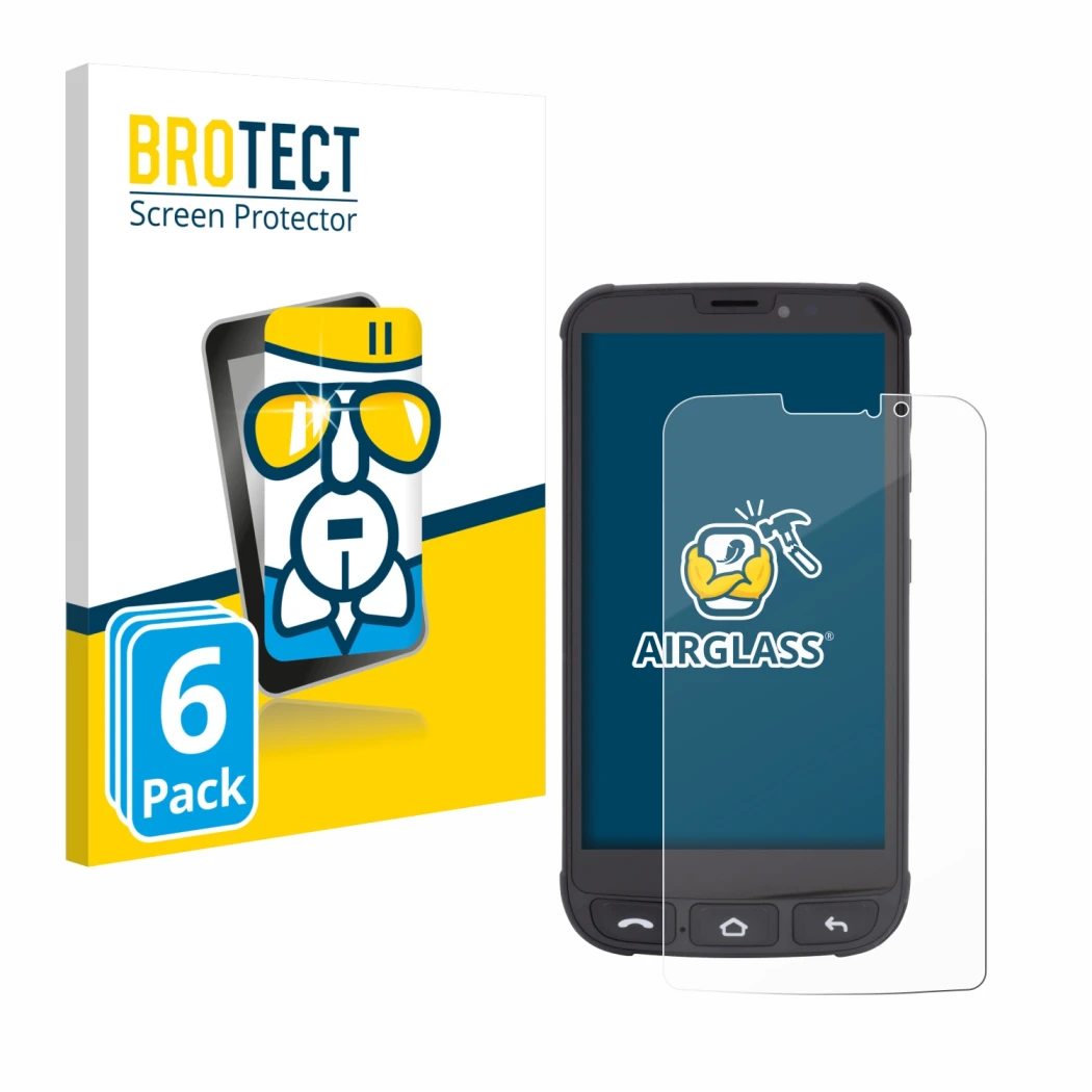 Vorderseite einer Produktverpackung mit dem Markenlogo BROTECT. Daneben ist das Gerät Olympia Neo Mini mit dem zugehörigen Dis