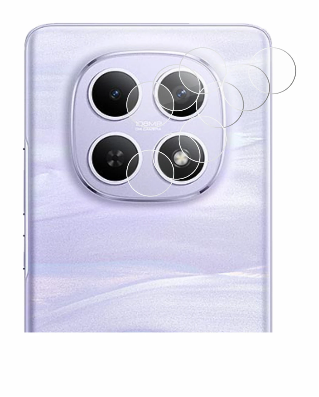 Abbildung des Geräts Xiaomi Redmi Note 15 (NUR Kamera) mit einer Vielzahl des Displayschutzes.