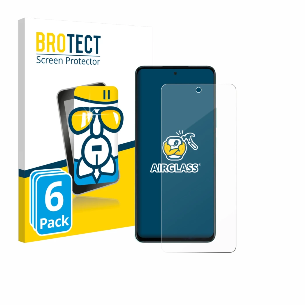 Vorderseite einer Produktverpackung mit dem Markenlogo BROTECT. Daneben ist das Gerät Oppo A5 4G mit dem zugehörigen Displaysc