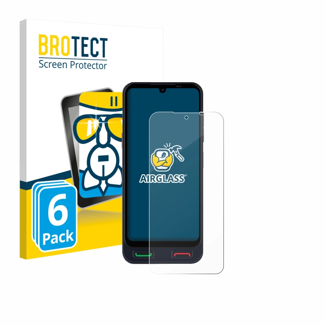 Vorderseite einer Produktverpackung mit dem Markenlogo BROTECT. Daneben ist das Gerät SPC Zeus 2 Pro mit dem zugehörigen Displ