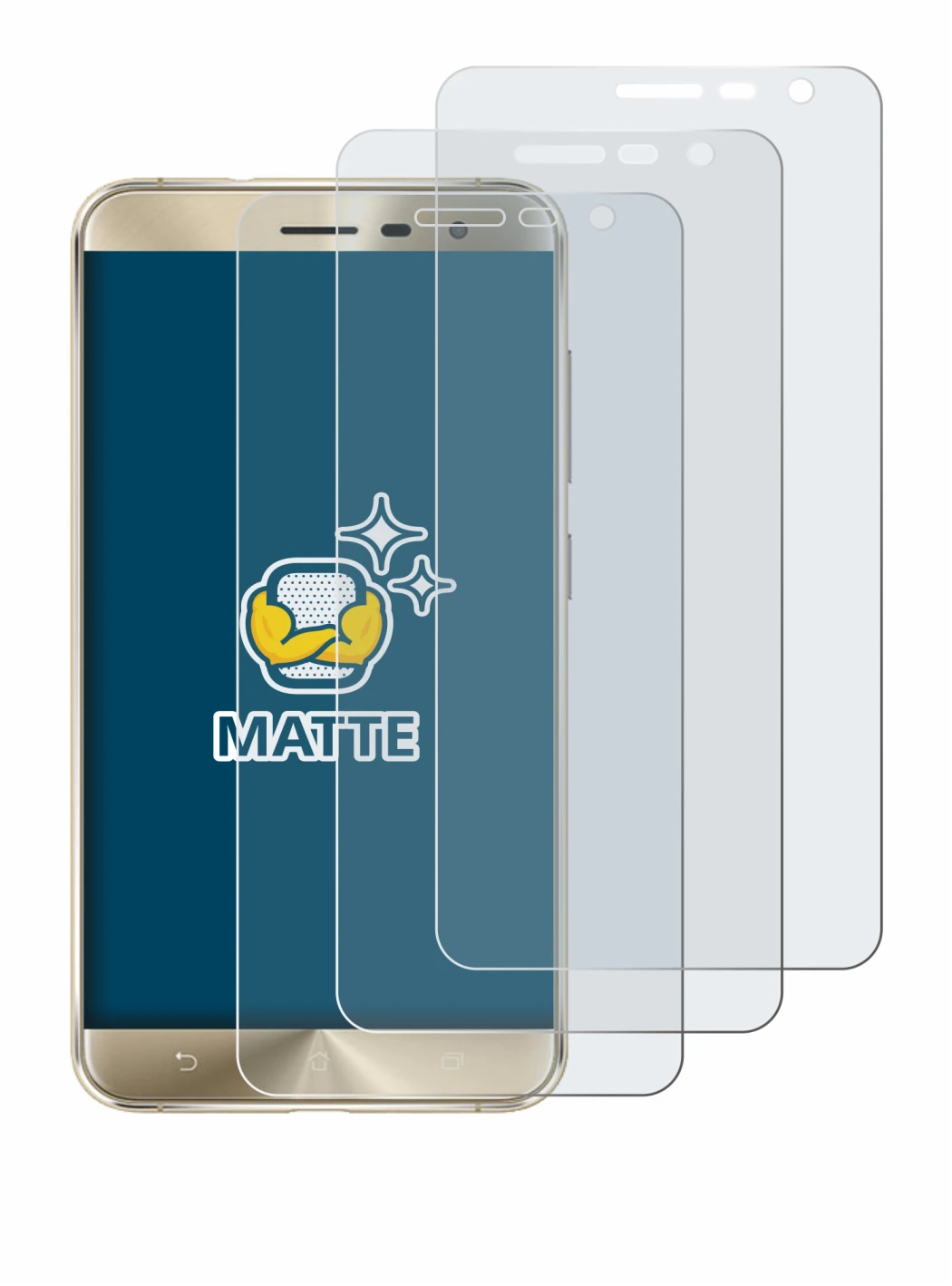 Abbildung des Geräts ASUS ZenFone 3 ZE552KL mit einer Vielzahl des Displayschutzes.