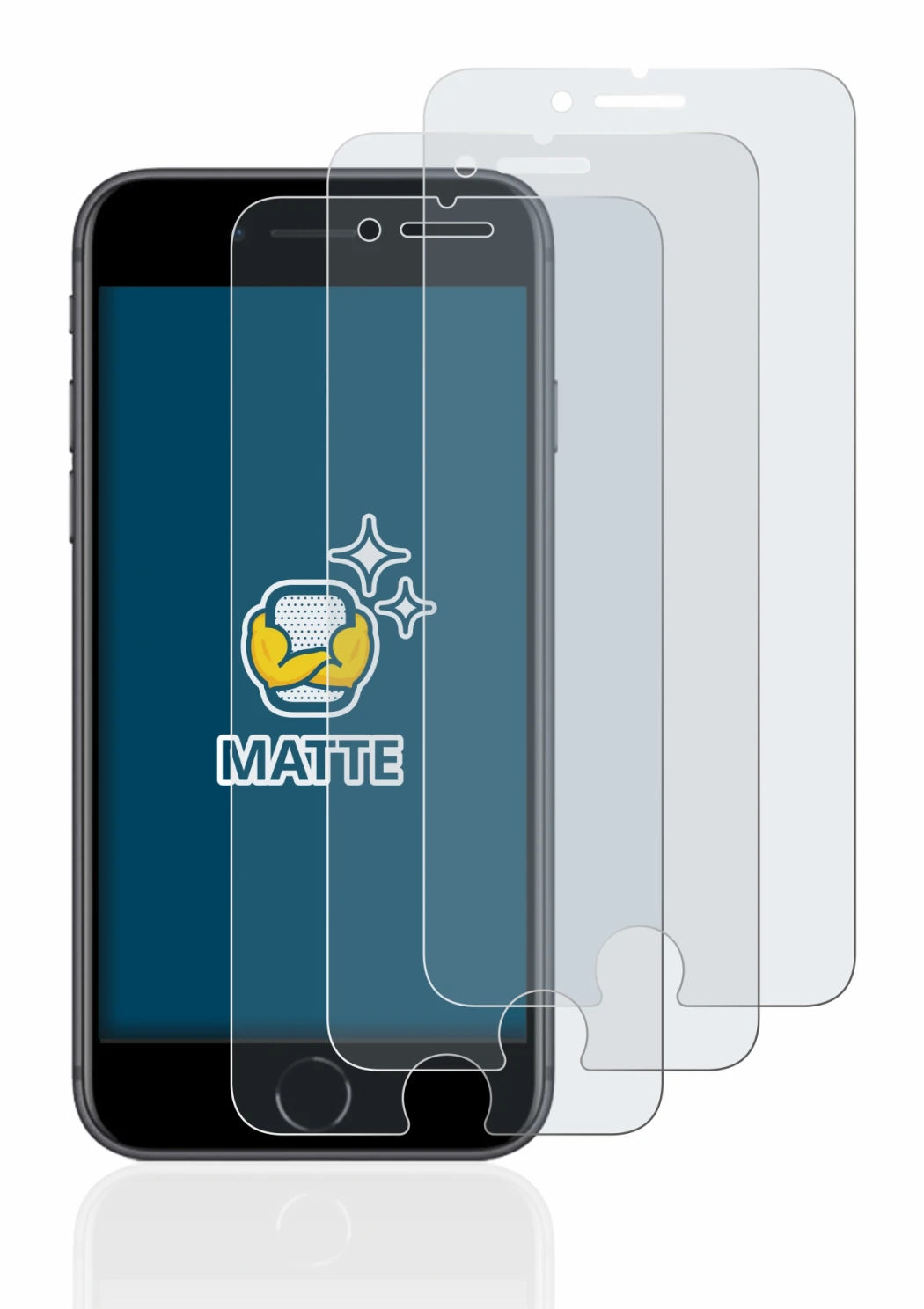 Abbildung des Geräts Apple iPhone 8 mit einer Vielzahl des Displayschutzes.