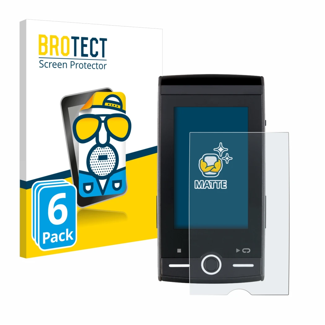 Vorderseite einer Produktverpackung mit dem Markenlogo BROTECT. Daneben ist das Gerät Sigma ROX 12.0 Sport mit dem zugehörigen