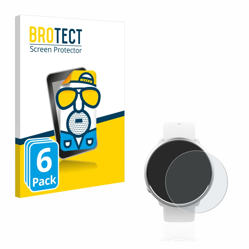 Vorderseite einer Produktverpackung mit dem Markenlogo BROTECT. Daneben ist das Gerät Polar Ignite mit dem zugehörigen Display