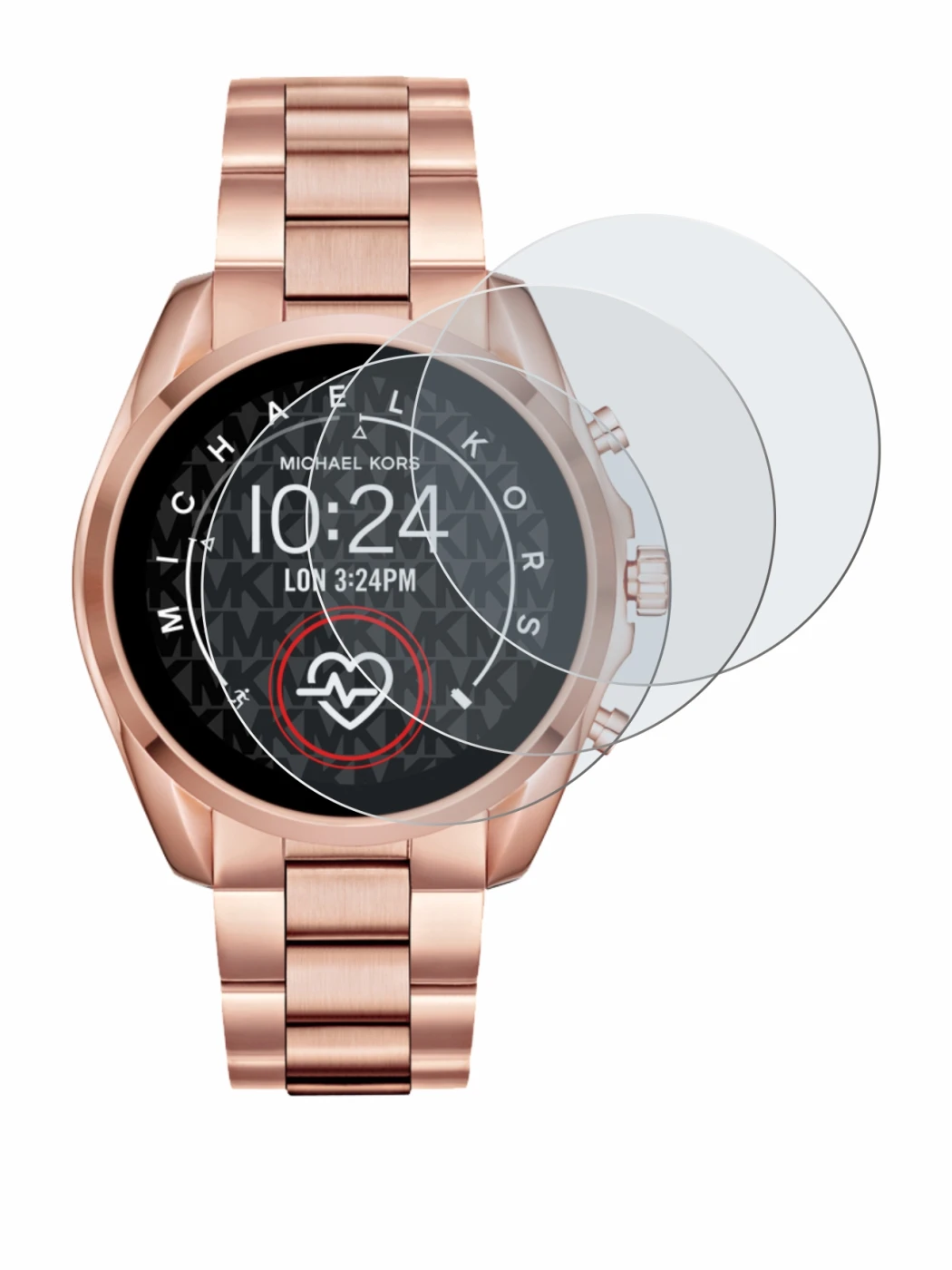 Abbildung des Geräts Michael Kors Access Bradshaw 2 mit einer Vielzahl des Displayschutzes.