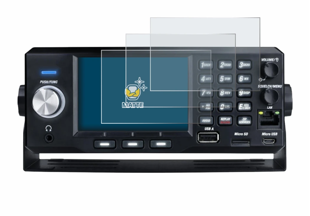 Abbildung des Geräts Uniden SDS200E mit einer Vielzahl des Displayschutzes.