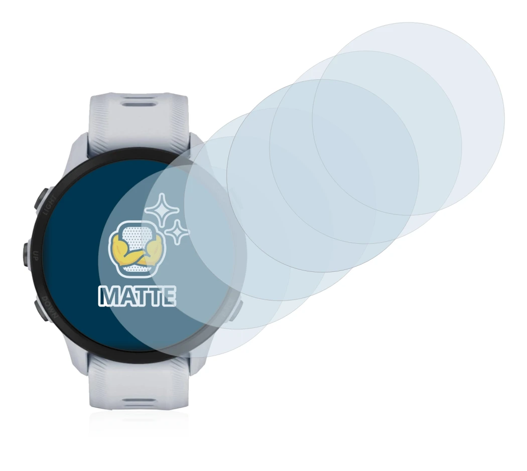 Abbildung des Geräts Garmin Forerunner 955 mit einer Vielzahl des Displayschutzes.