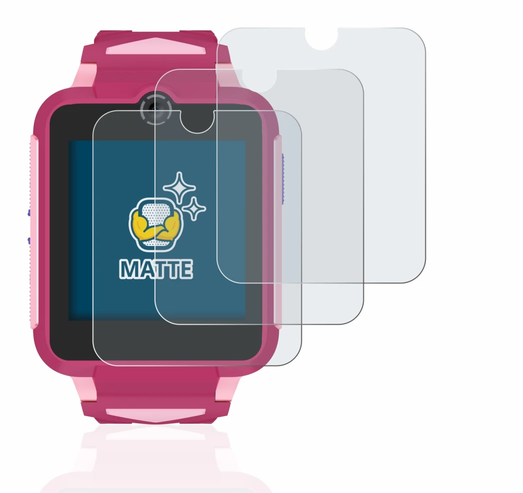 Abbildung des Geräts TCL Movetime Family Watch MT42X mit einer Vielzahl des Displayschutzes.