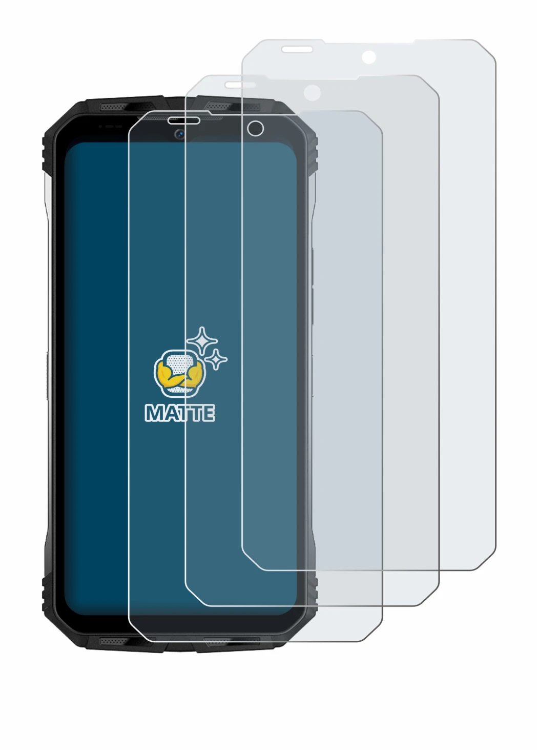 Abbildung des Geräts Doogee S100 Pro mit einer Vielzahl des Displayschutzes.