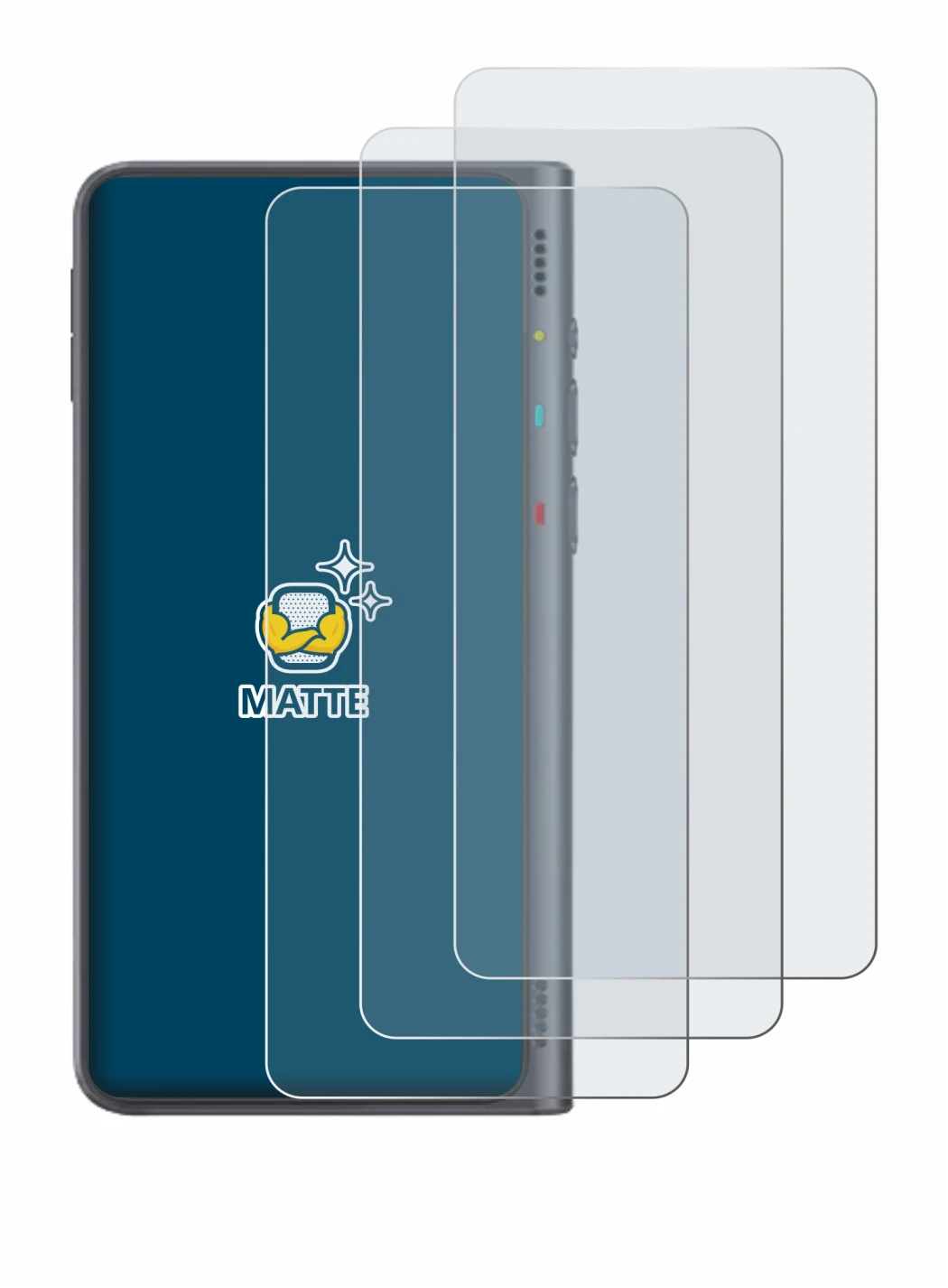 Abbildung des Geräts Timekettle Fluentalk T1 mit einer Vielzahl des Displayschutzes.