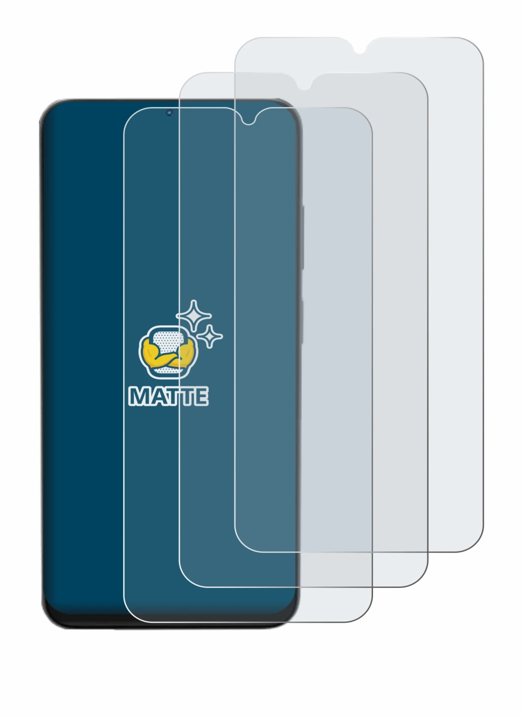 Abbildung des Geräts Doogee N55 Pro mit einer Vielzahl des Displayschutzes.