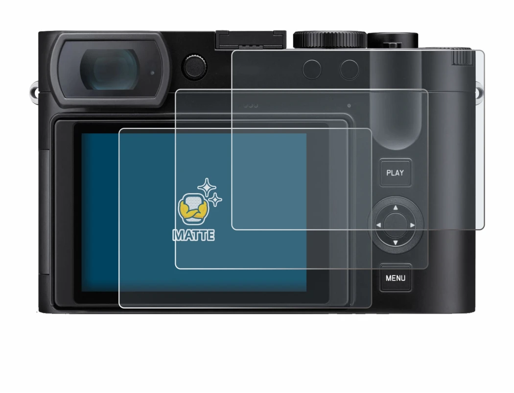 Abbildung des Geräts Leica Q3 43 mit einer Vielzahl des Displayschutzes.