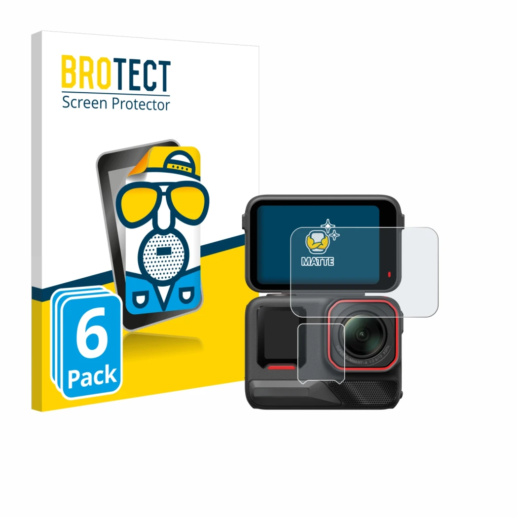 Vorderseite einer Produktverpackung mit dem Markenlogo BROTECT. Daneben ist das Gerät Insta360 Ace Pro 2 mit dem zugehörigen D