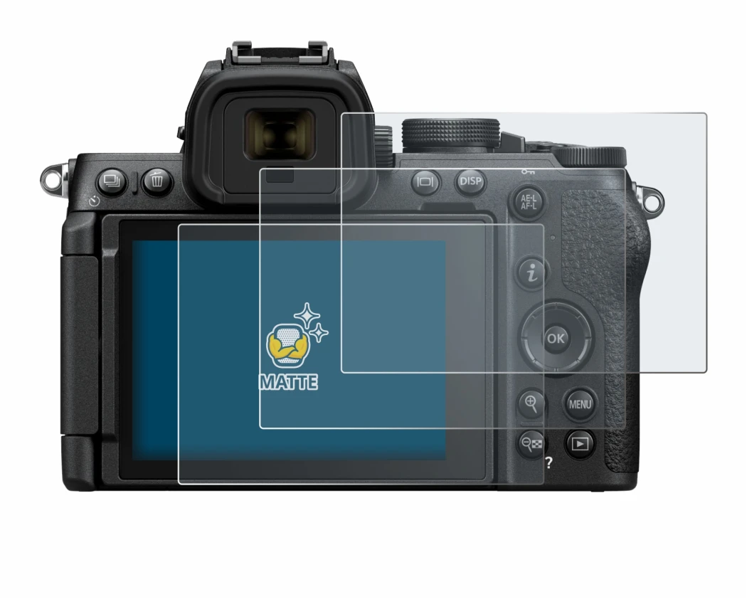 Abbildung des Geräts Nikon Z50 II mit einer Vielzahl des Displayschutzes.