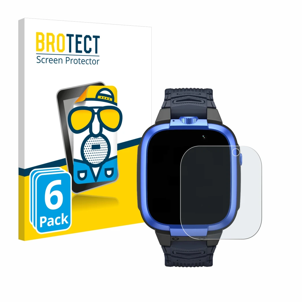 Vorderseite einer Produktverpackung mit dem Markenlogo BROTECT. Daneben ist das Gerät Xiaomi Mibro Kids Z3 mit dem zugehörigen